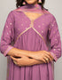 Trendy Designer Party Wear Readymade Salwar Suit Purple Crepe Pant Straight Back View